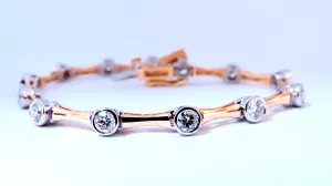 2.80ct Natural Diamonds Flush mount Tube Link Bracelet 14kt 12637