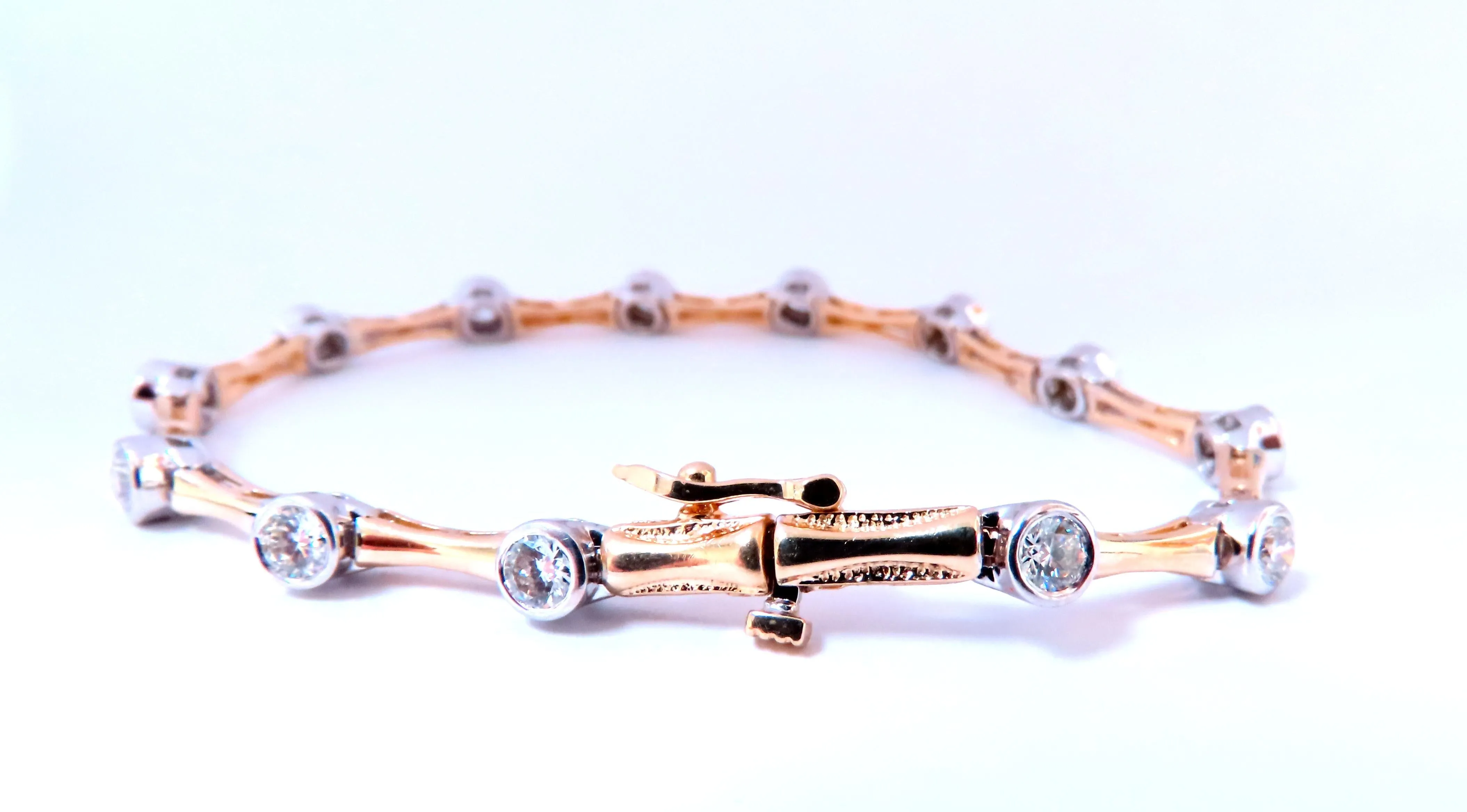 2.80ct Natural Diamonds Flush mount Tube Link Bracelet 14kt 12637