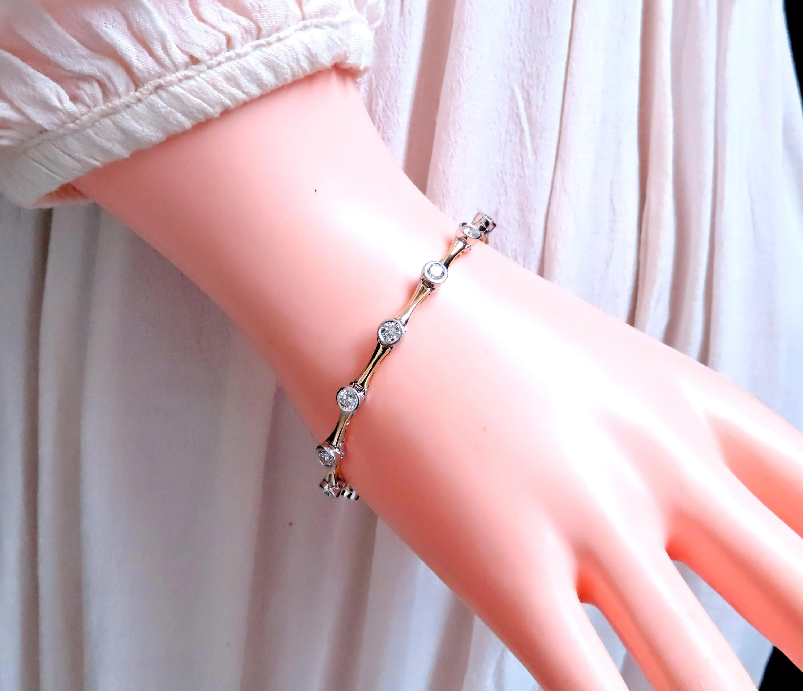 2.80ct Natural Diamonds Flush mount Tube Link Bracelet 14kt 12637