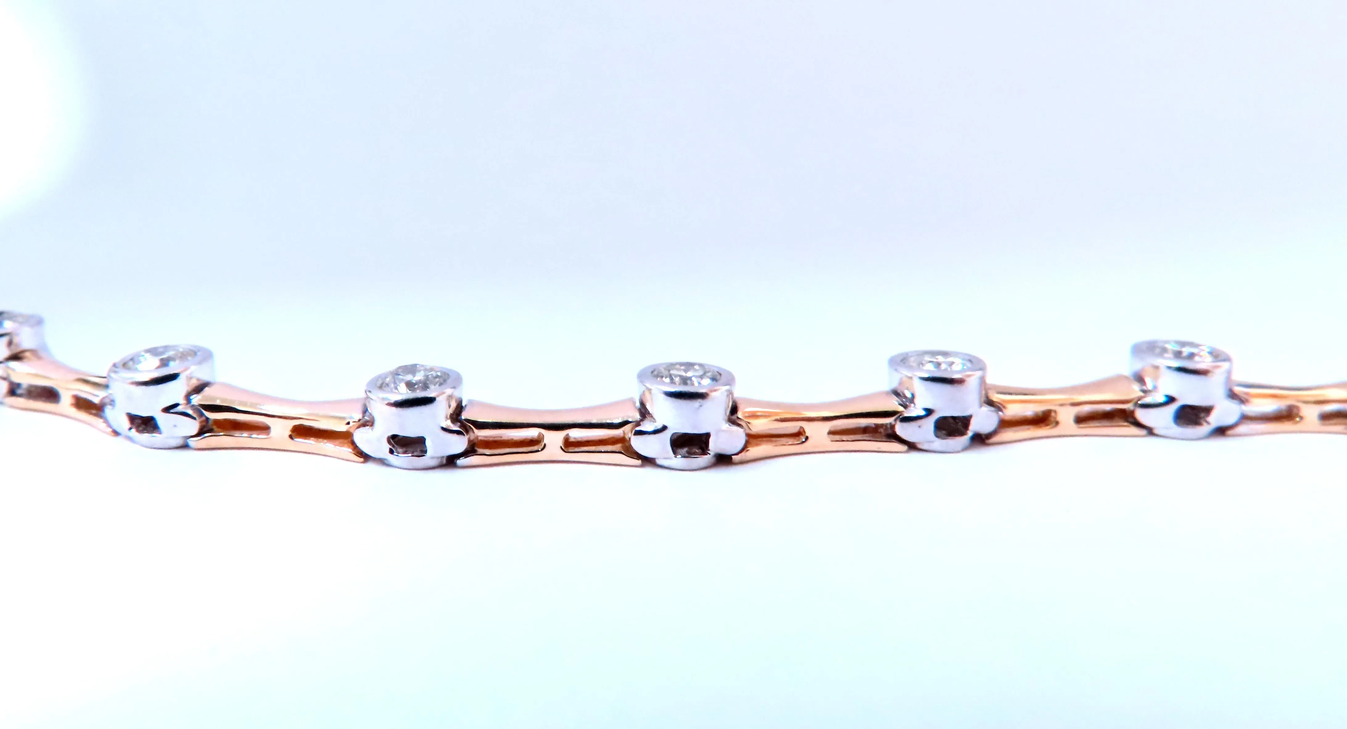 2.80ct Natural Diamonds Flush mount Tube Link Bracelet 14kt 12637