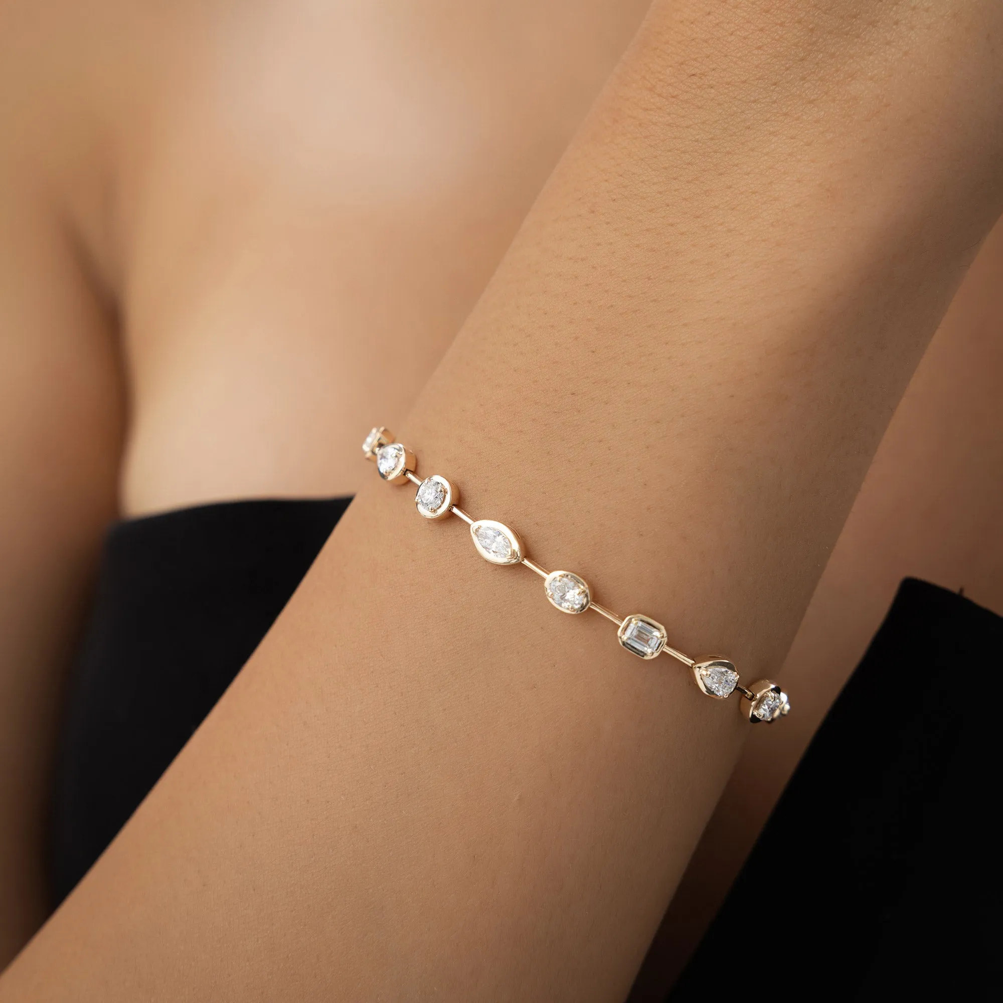 3.25 ctw 14k Mixed Cut Lab Grown Diamond Bar Bracelet - Kimberly