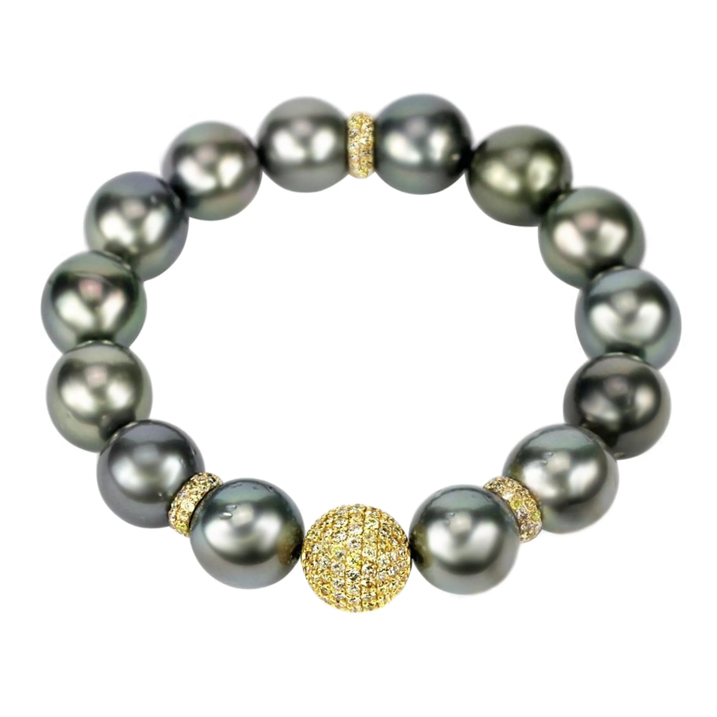3ct Natural Diamonds in Tahitian Black Pearl Stretch Bracelet
