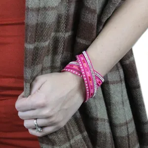 4108 - Cut Layered Crystal Jeweled bracelet - Pink