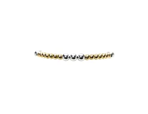 4mm Yellow Gold Filled Bracelet with 5mm Sterling Silver