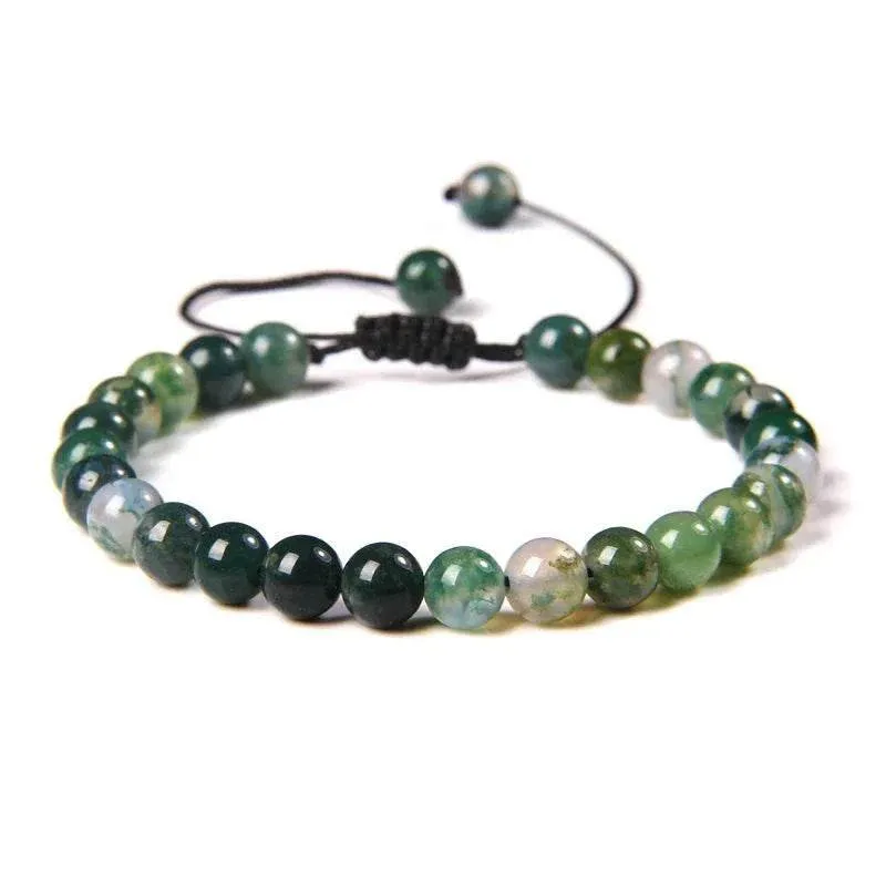 6MM Natural Mineral Stone Bracelets Healing Crystal Braided Bracelets