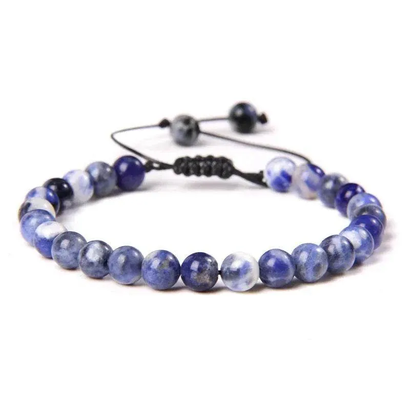 6MM Natural Mineral Stone Bracelets Healing Crystal Braided Bracelets