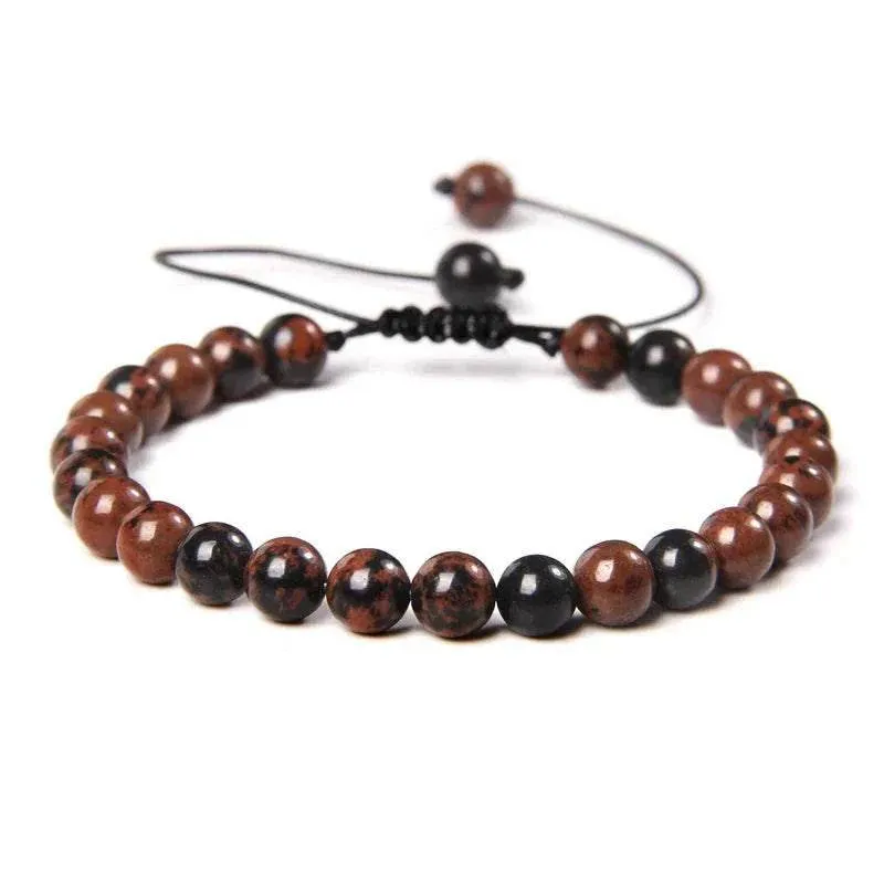 6MM Natural Mineral Stone Bracelets Healing Crystal Braided Bracelets