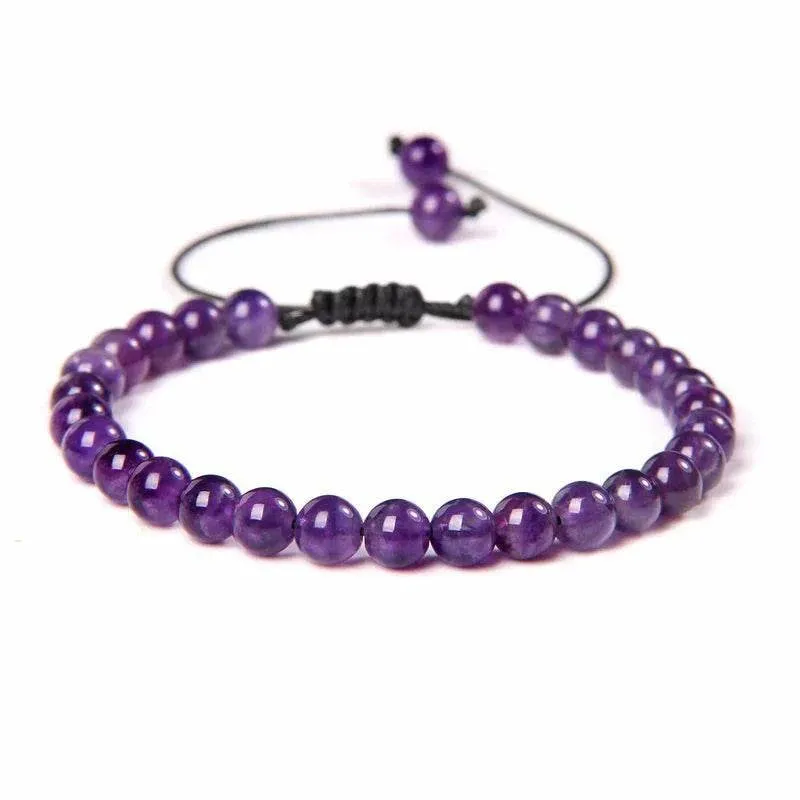 6MM Natural Mineral Stone Bracelets Healing Crystal Braided Bracelets