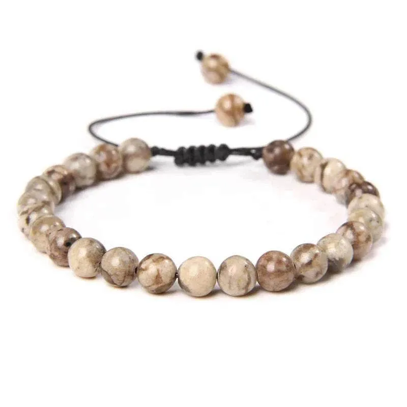 6MM Natural Mineral Stone Bracelets Healing Crystal Braided Bracelets