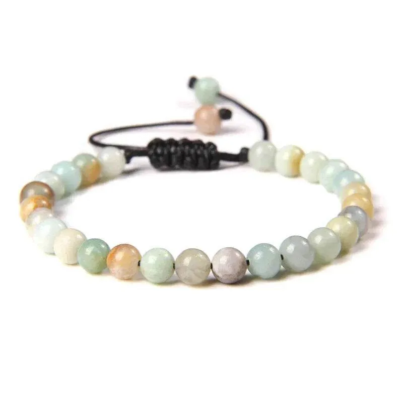 6MM Natural Mineral Stone Bracelets Healing Crystal Braided Bracelets