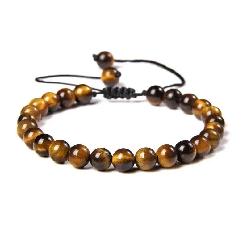 6MM Natural Mineral Stone Bracelets Healing Crystal Braided Bracelets