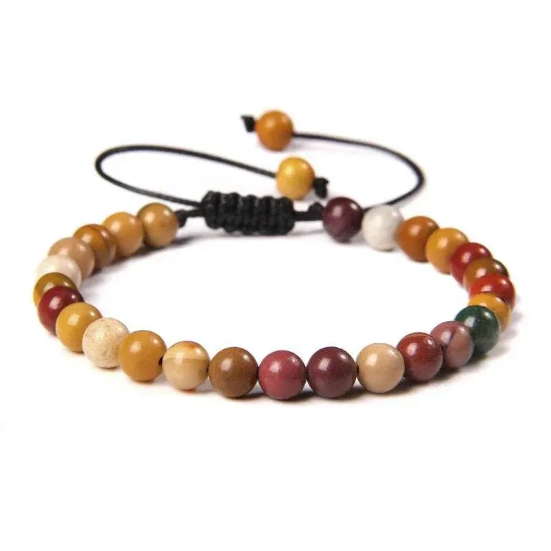 6MM Natural Mineral Stone Bracelets Healing Crystal Braided Bracelets