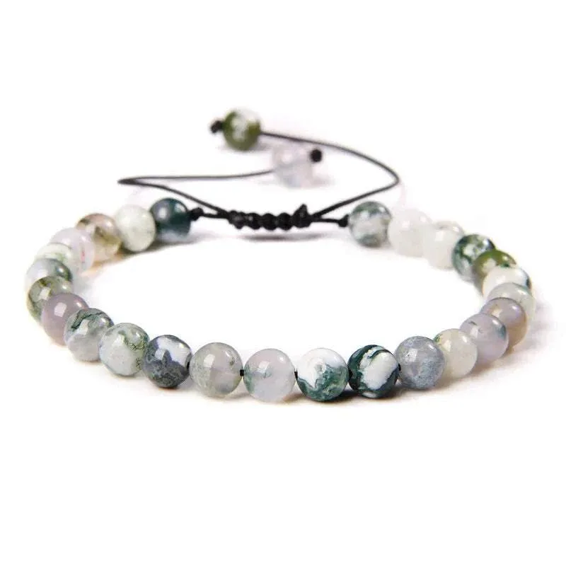 6MM Natural Mineral Stone Bracelets Healing Crystal Braided Bracelets