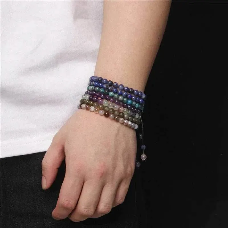 6MM Natural Mineral Stone Bracelets Healing Crystal Braided Bracelets