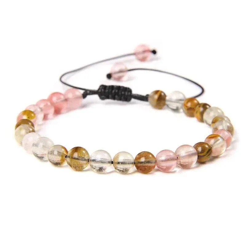 6MM Natural Mineral Stone Bracelets Healing Crystal Braided Bracelets