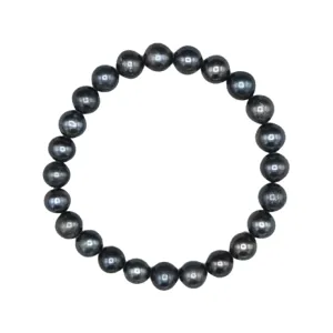704-10 | 7MM BLACK FRESHWATER PEARL STRETCH BRACELET