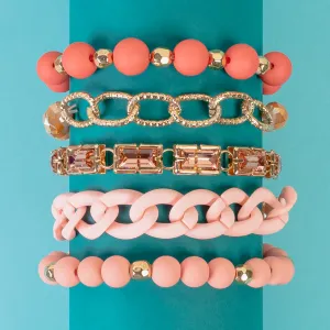 74770 - Stacked Crystal Bracelets - Pink