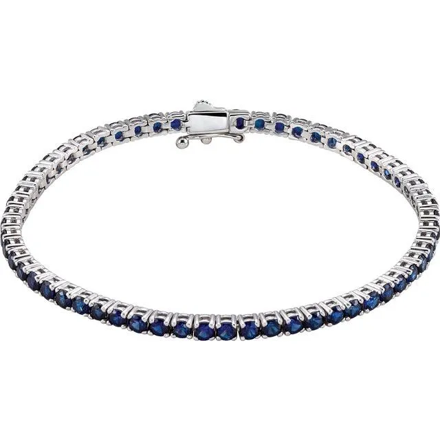 7.70 ct. Genuine Blue Sapphire Tennis Bracelet 3 mm