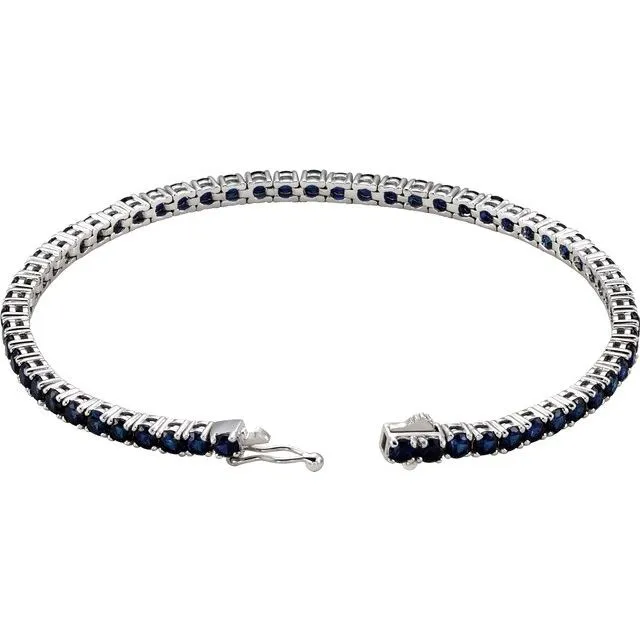7.70 ct. Genuine Blue Sapphire Tennis Bracelet 3 mm