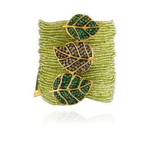 925 Silver Bracelet with Round Non- Face Peridot Beans