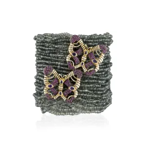 925 Silver Double-Butterfly Zinta Bracelet with Mystic Quartz & Ruby