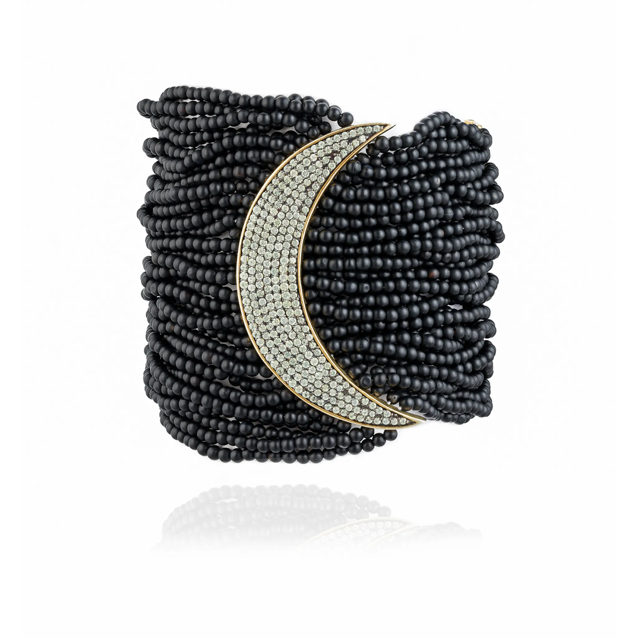 925 Silver Moon Zinta Bracelet with Black Spinel & Green Sapphire