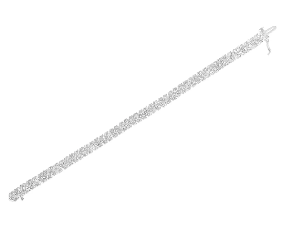 .925 Sterling Silver 2.0 Cttw Diamond Miracle-Set Nested Chevron Link 7" Tennis Bracelet (I-J Color, I3 Clarity)