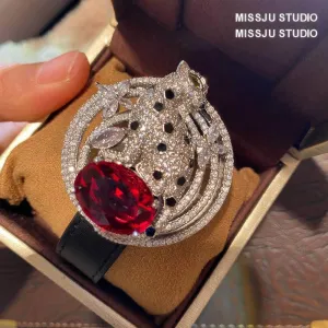 925 Sterling Silver Ruby Crystal Wrist Strap