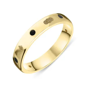 9ct Yellow Gold Whitby Jet Queen's Jubilee Hallmark 4mm Ring D