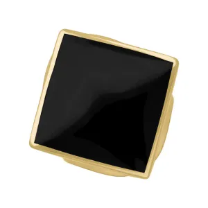 9ct Yellow Gold Whitby Jet Queen's Jubilee Hallmark Medium Rhombus Ring D