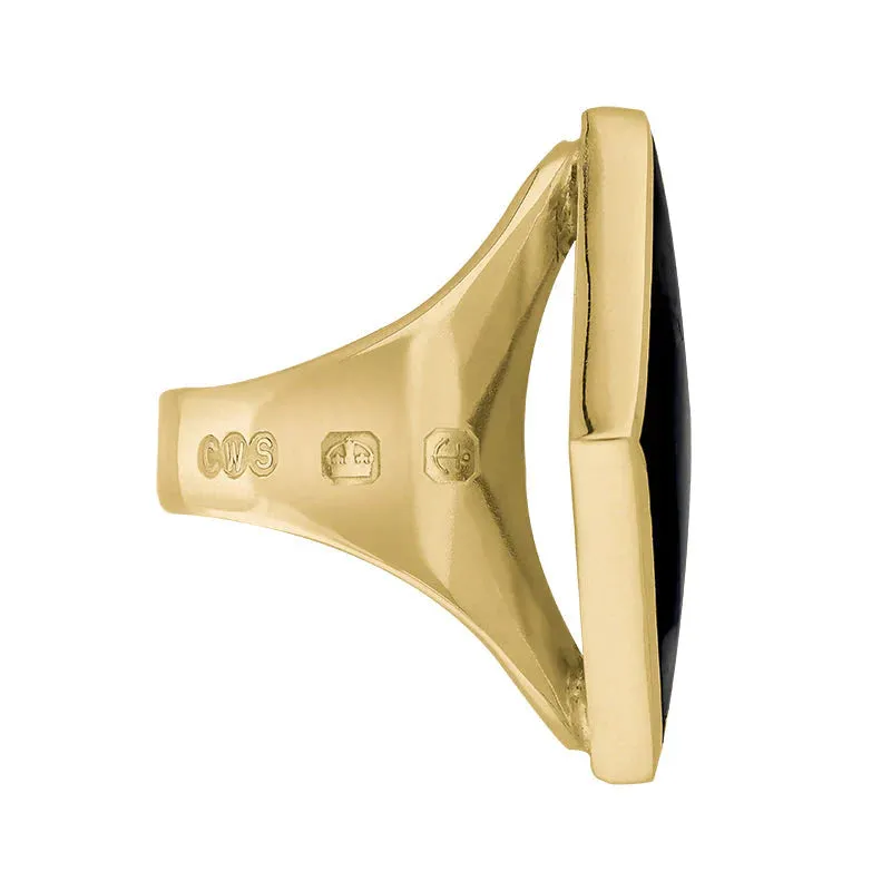 9ct Yellow Gold Whitby Jet Queen's Jubilee Hallmark Medium Rhombus Ring D