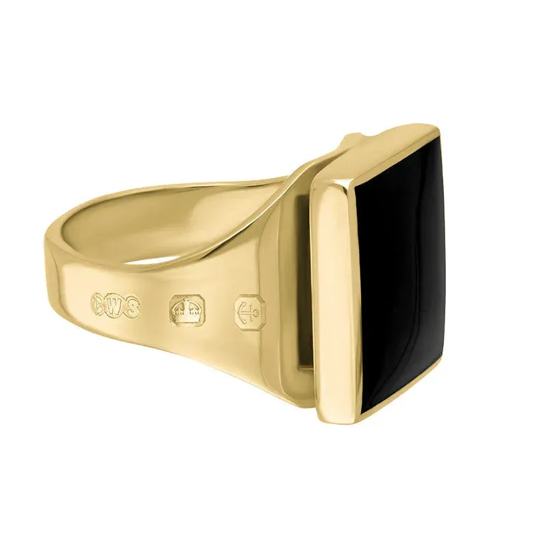 9ct Yellow Gold Whitby Jet Queen's Jubilee Hallmark Small Square Ring D