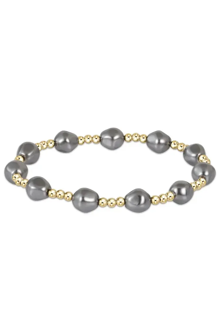 Admire Gold 3mm Bead Bracelet Pearl Dark Grey