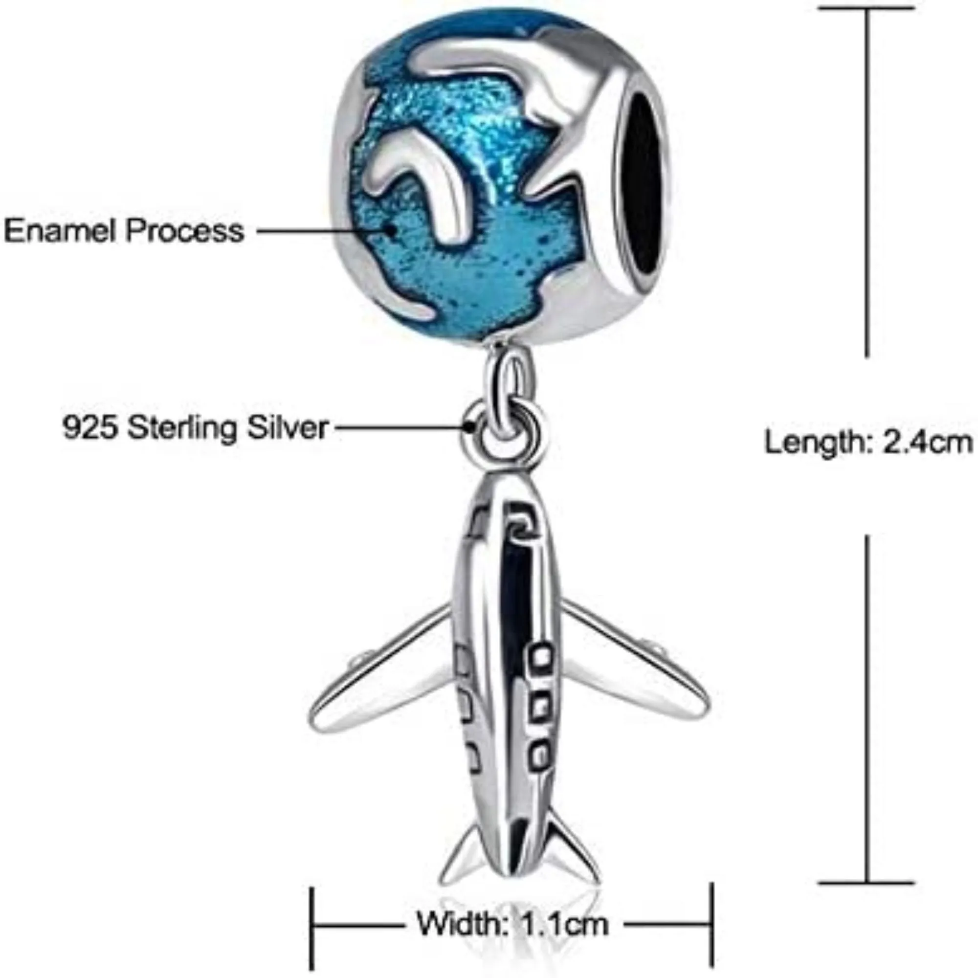 Airplane Traveling Globe Dangle Pendant Charm