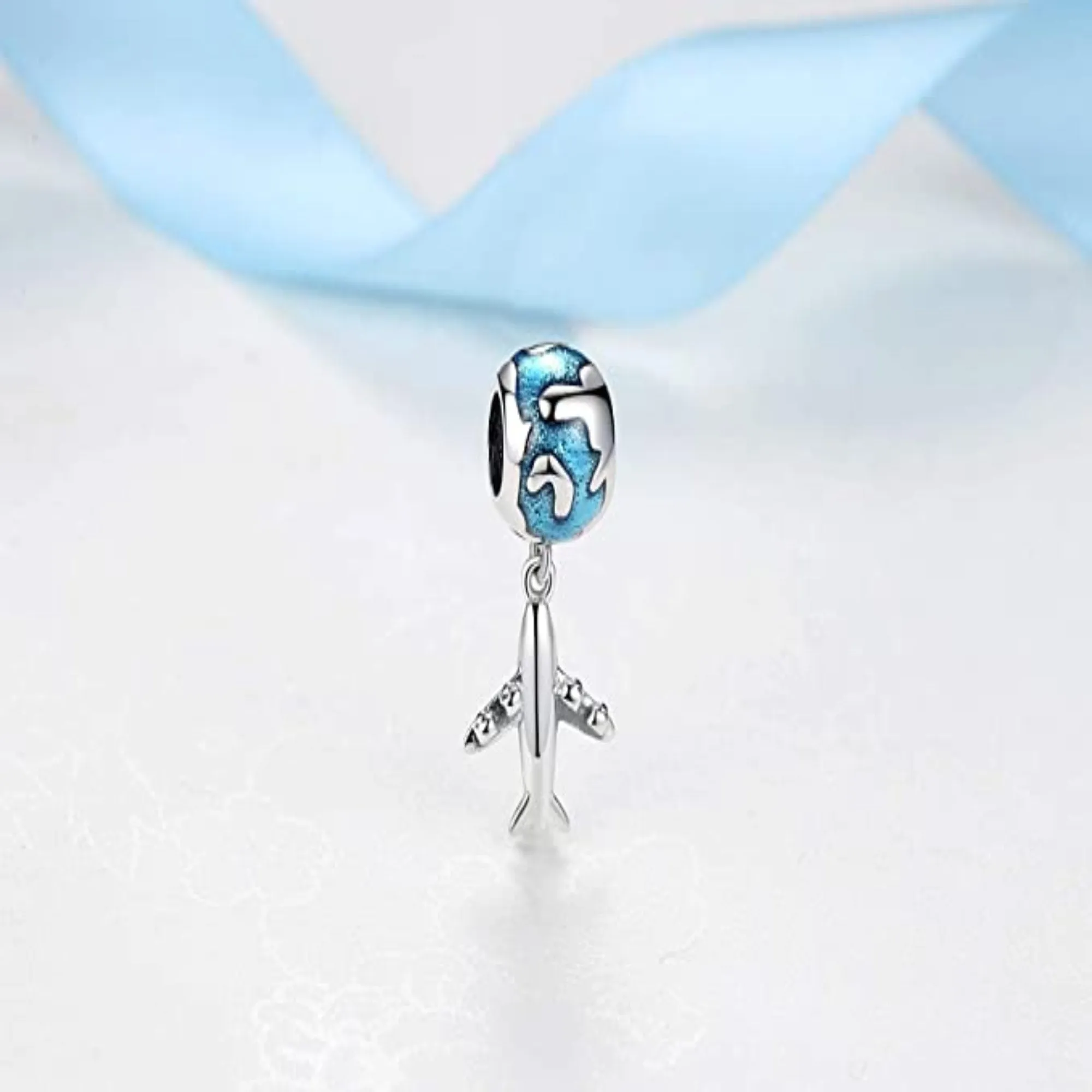 Airplane Traveling Globe Dangle Pendant Charm
