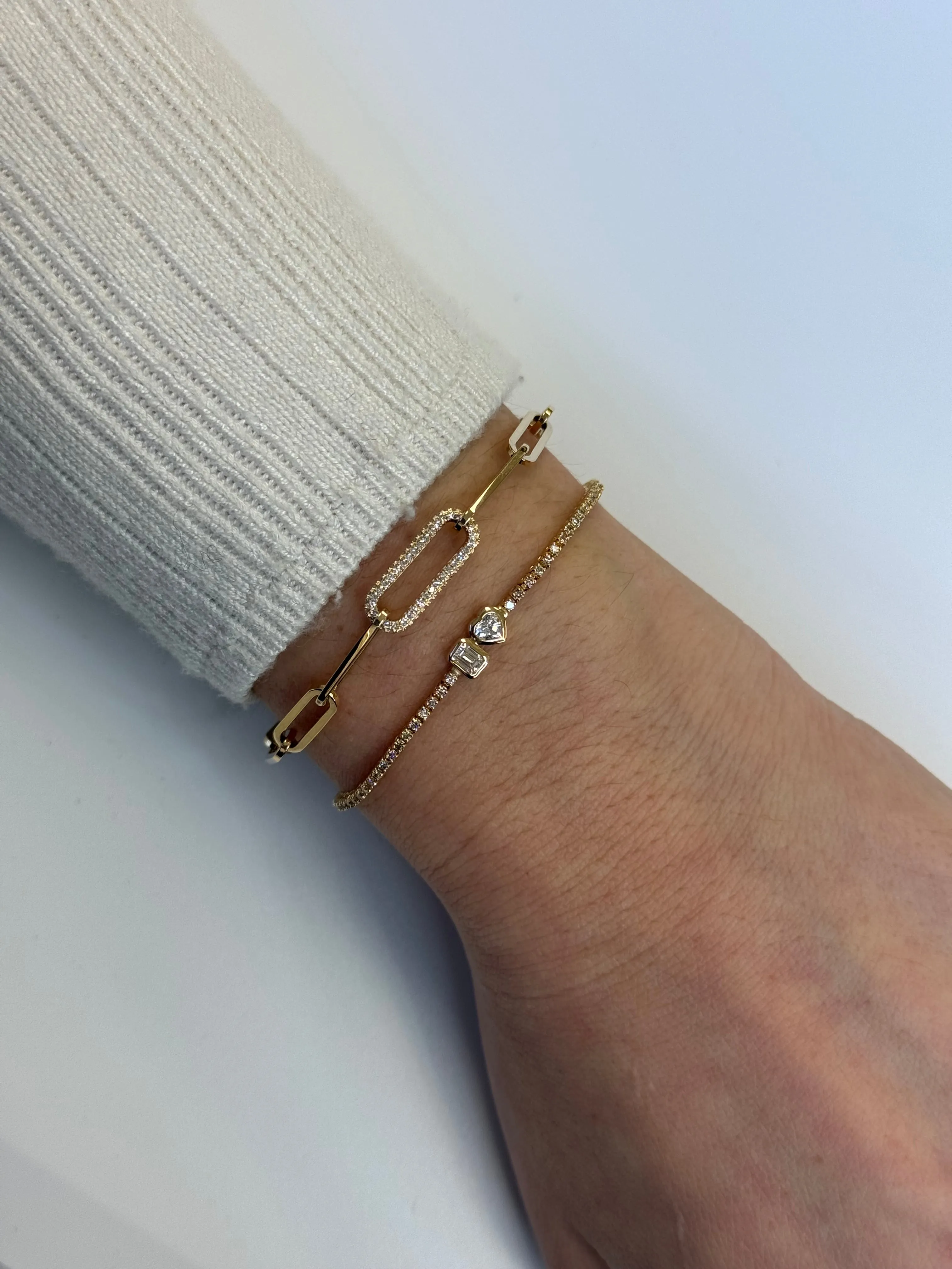 All Around Diamond Link Paperclip Bracelet