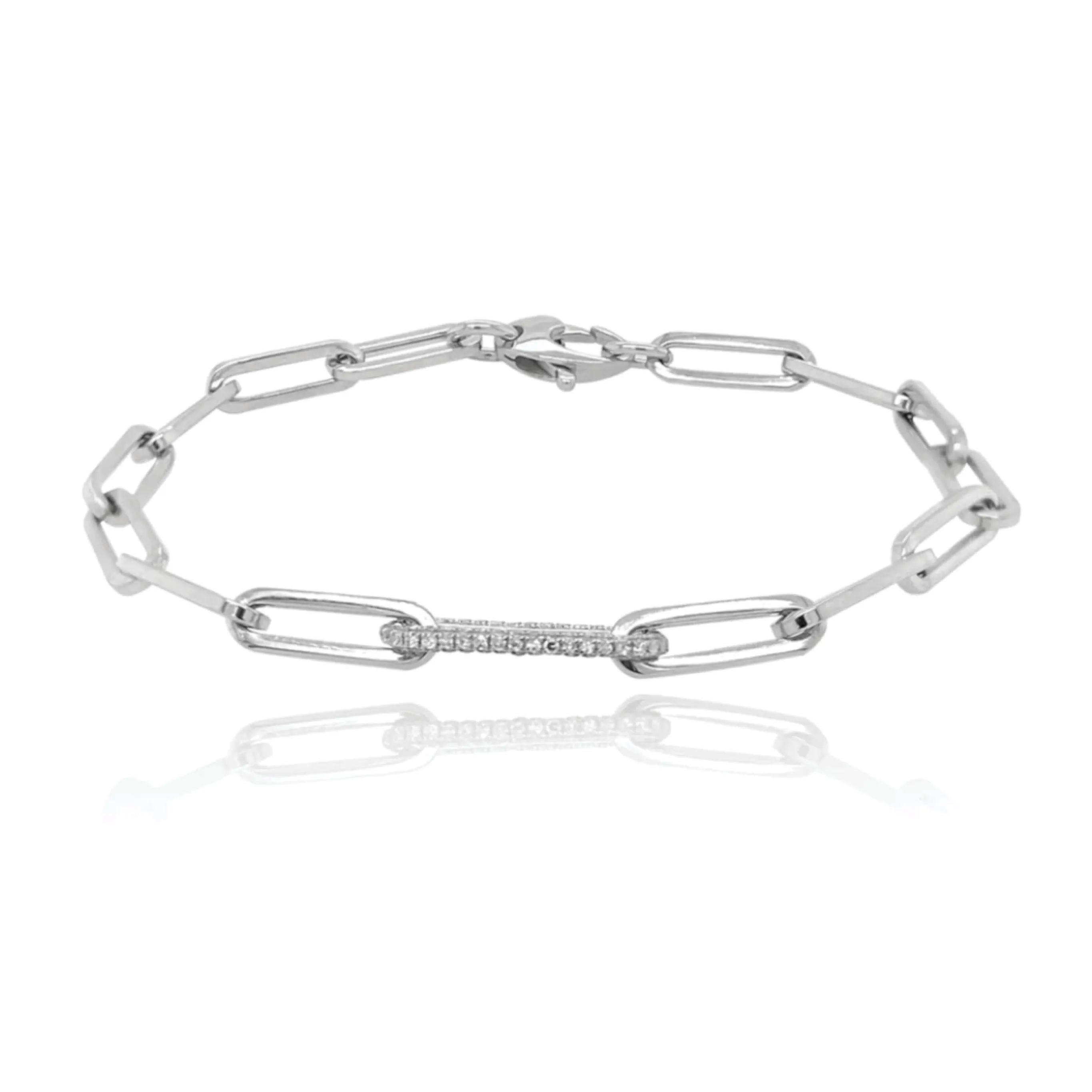 All Around Diamond Link Paperclip Bracelet