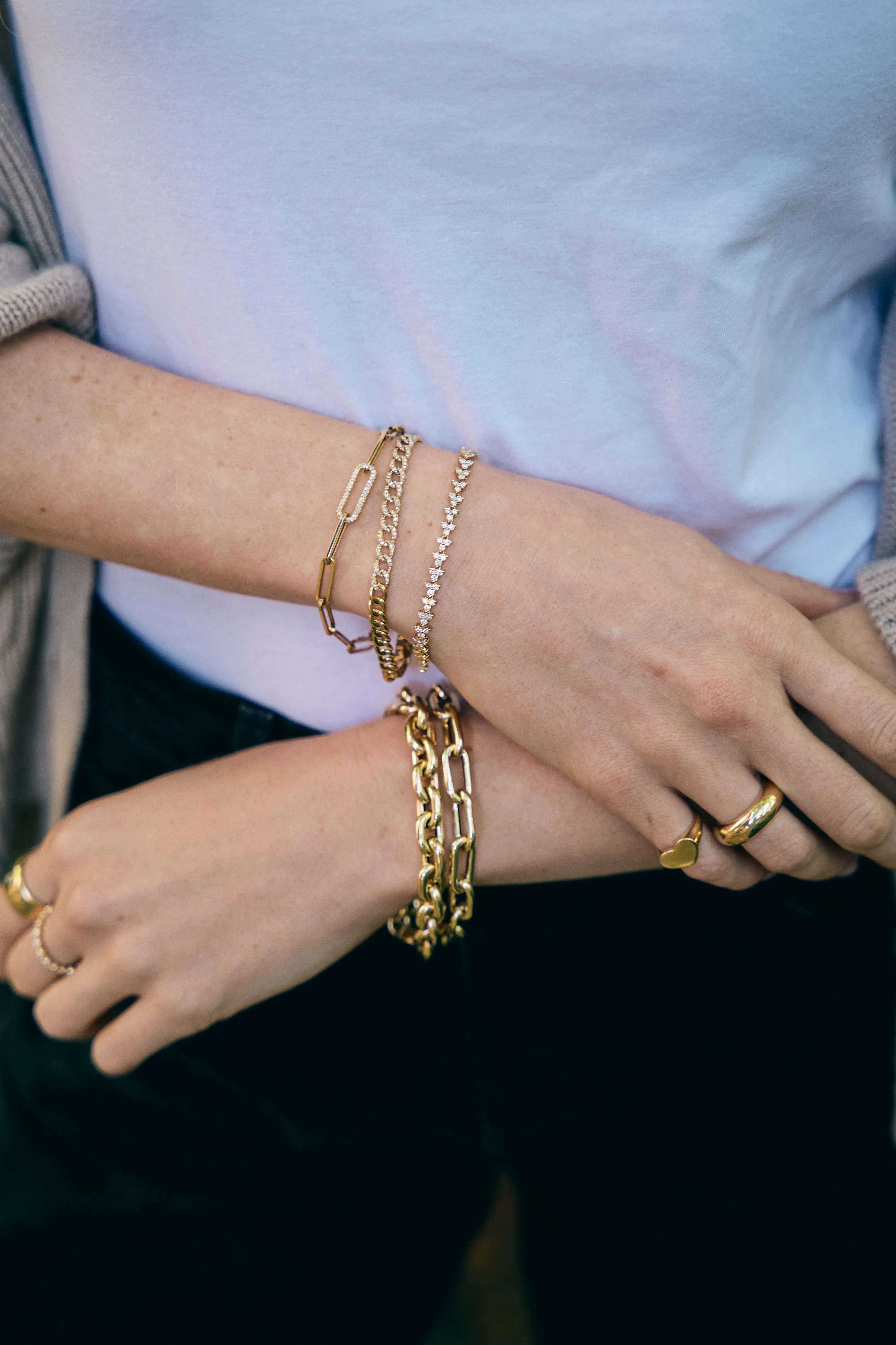 All Around Diamond Link Paperclip Bracelet