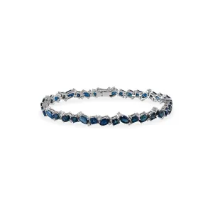 Alternating Oval and Princess Cut Blue Sapphire Bracelet