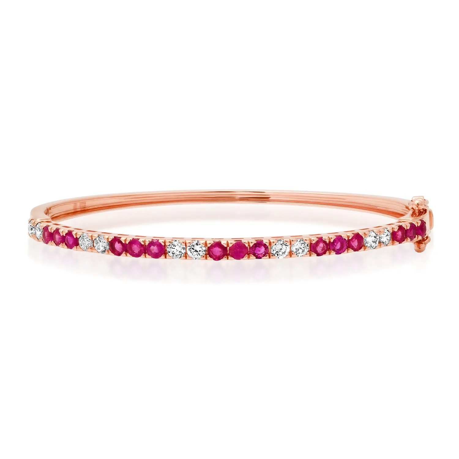 Alternating Ruby & Diamond Bangle Bracelet