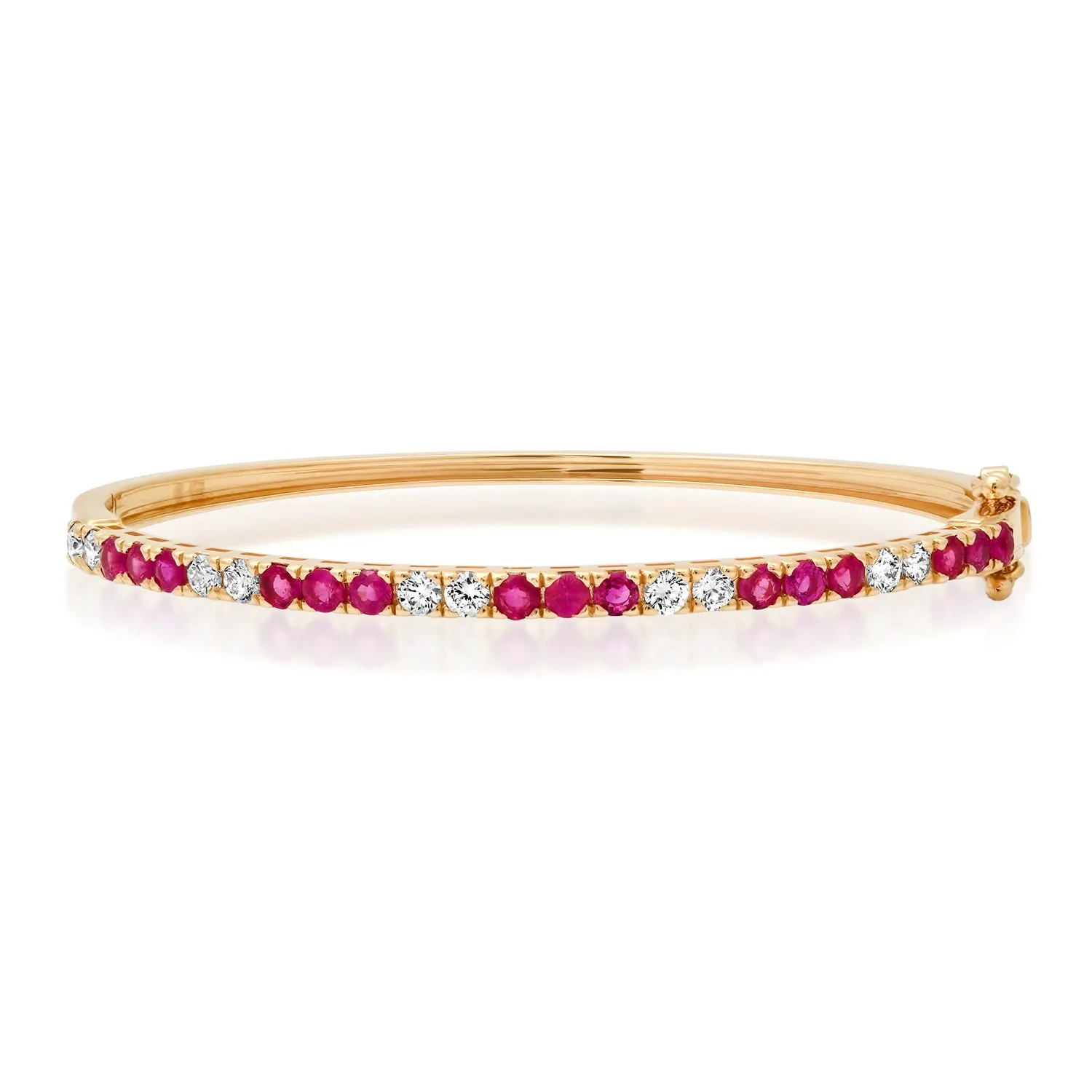 Alternating Ruby & Diamond Bangle Bracelet