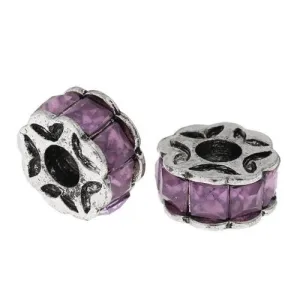 Amethyst Flower Design Charm Beads for Snake Charm Charm Bracelet