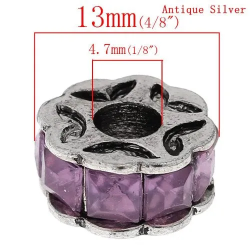 Amethyst Flower Design Charm Beads for Snake Charm Charm Bracelet