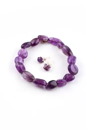 Amethyst Tumbled Bead Bracelet Set