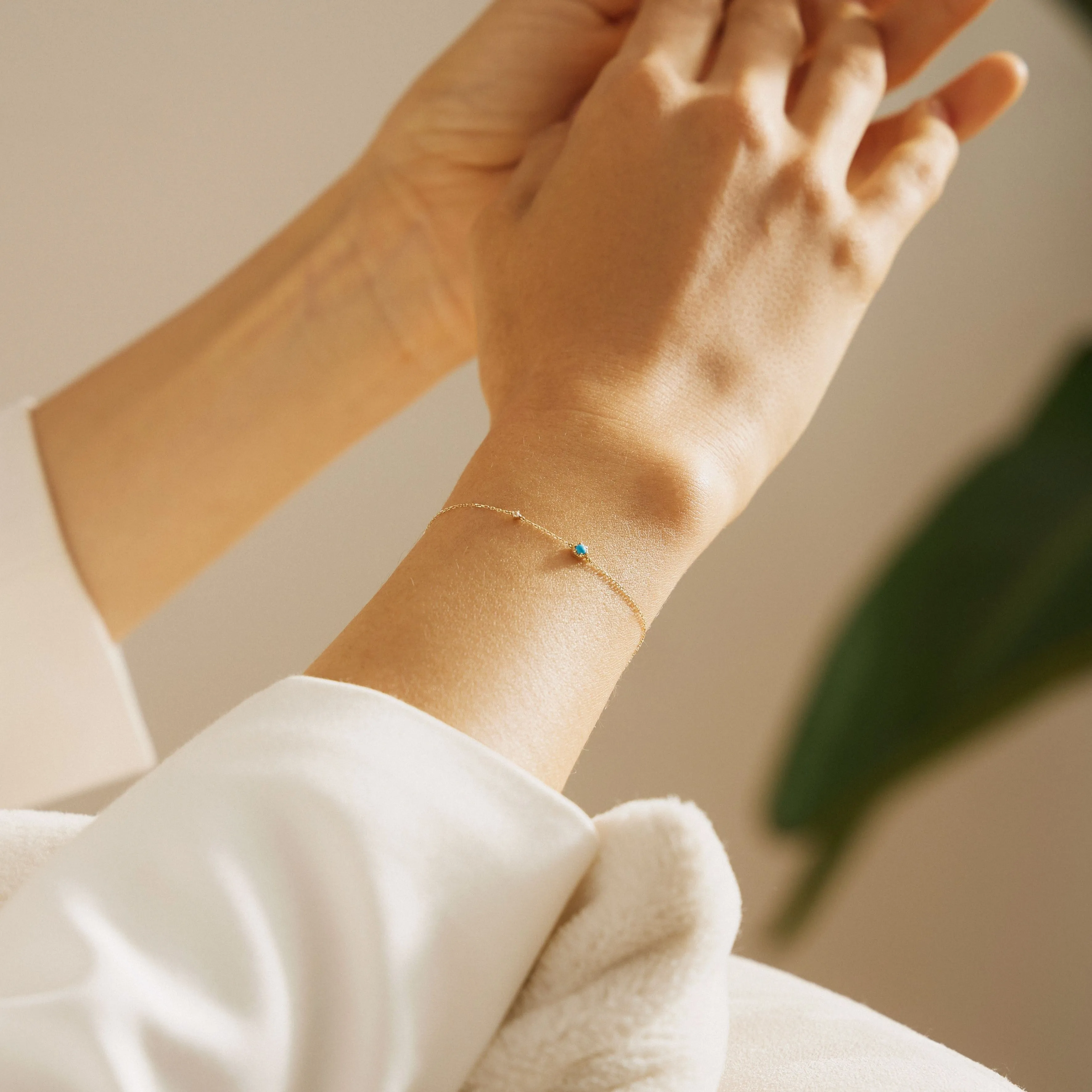 AMINA | 14K Turquoise & White Sapphire Bracelet