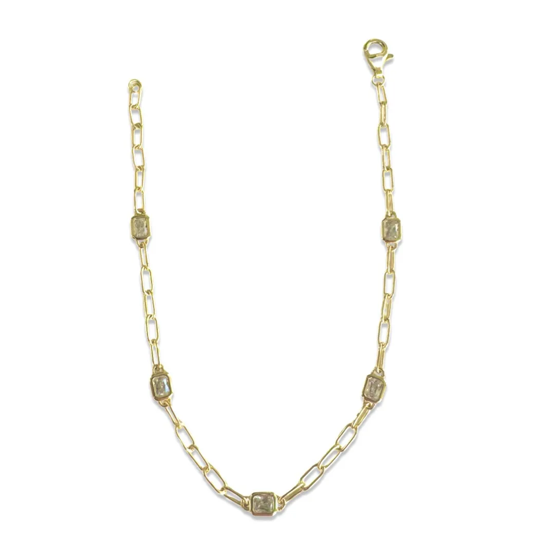 Amy Rectangle Bezel Chain Link Mixed Media Bracelet