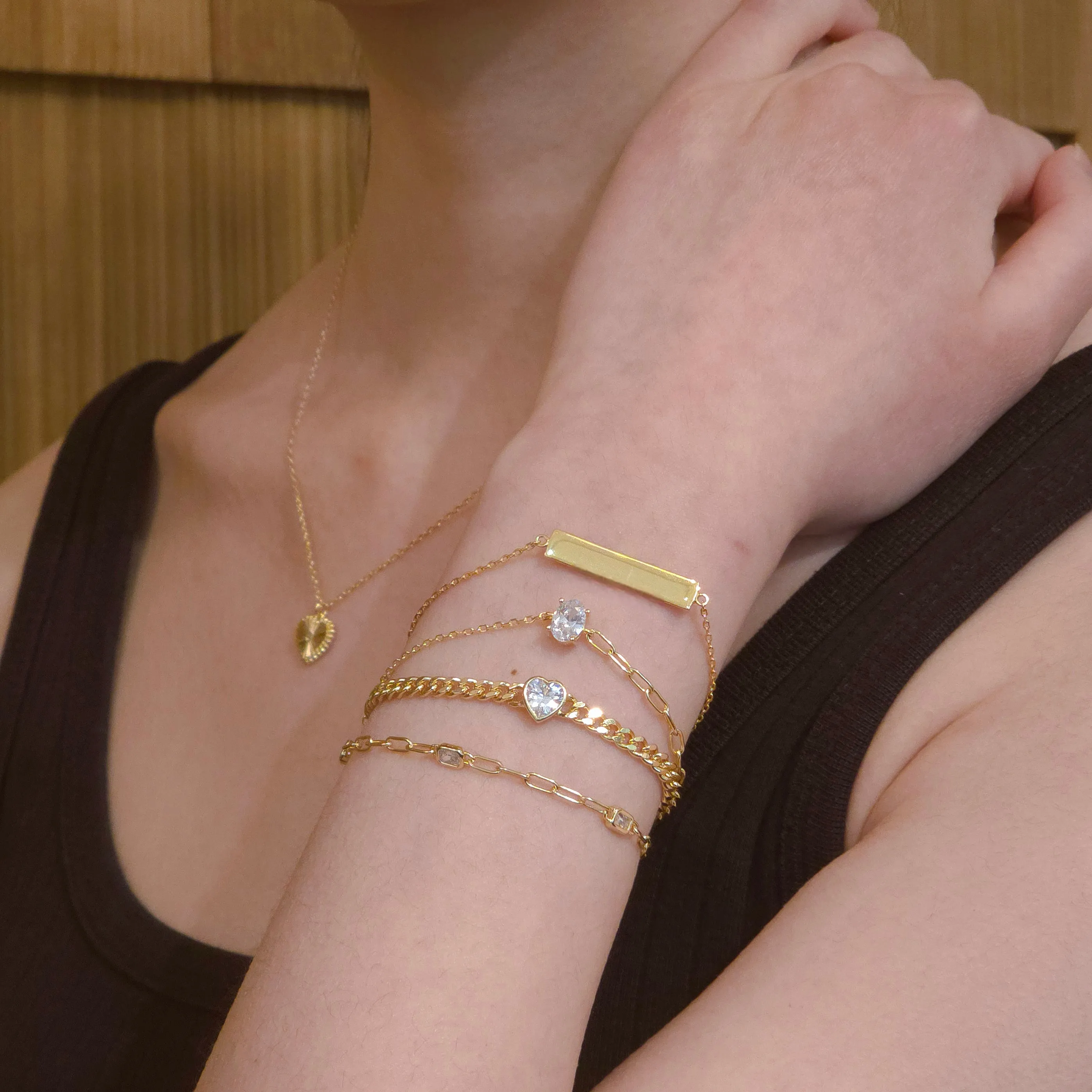 Amy Rectangle Bezel Chain Link Mixed Media Bracelet