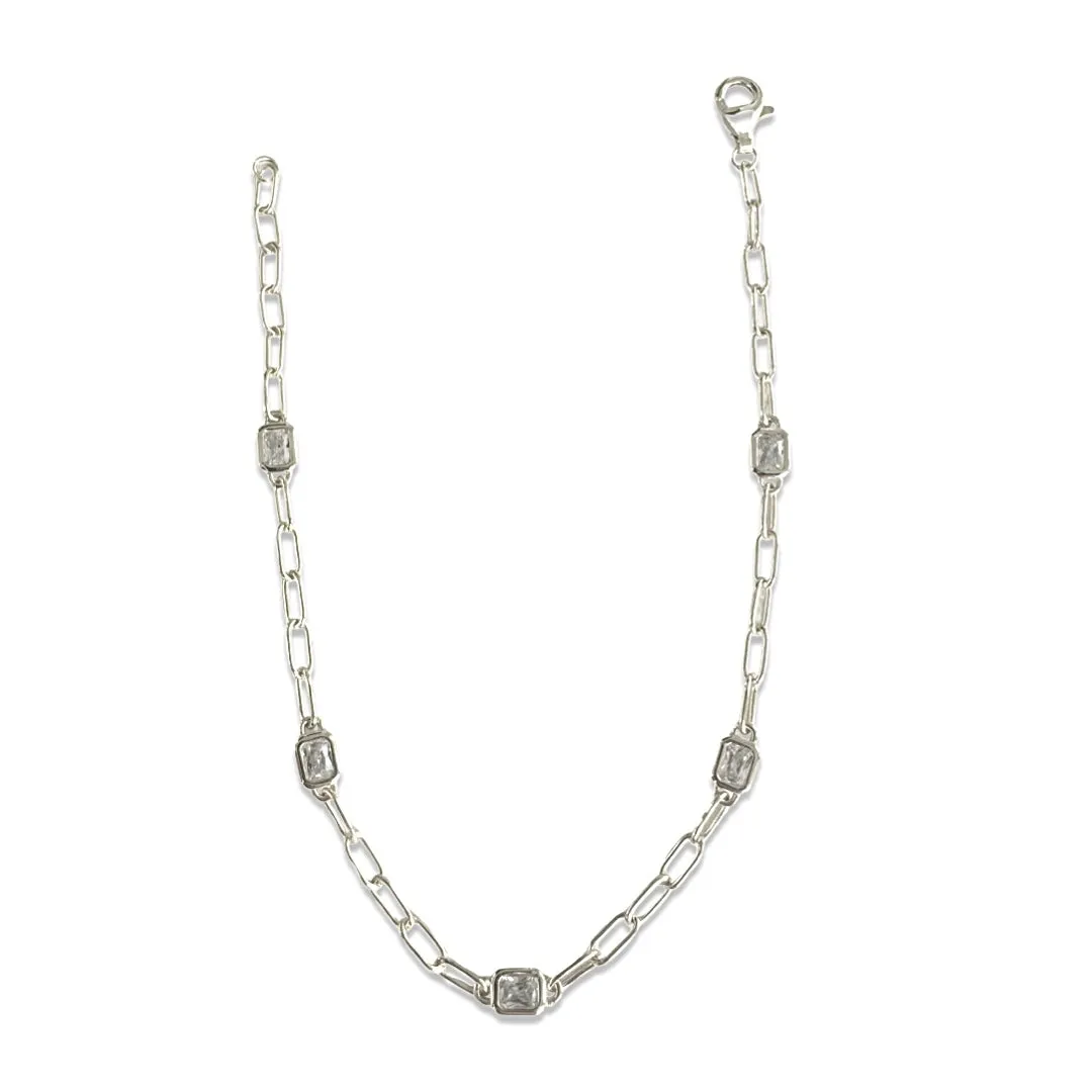 Amy Rectangle Bezel Chain Link Mixed Media Bracelet