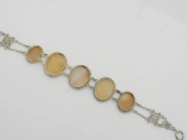 Antique Cameo Sterling Silver Bracelet