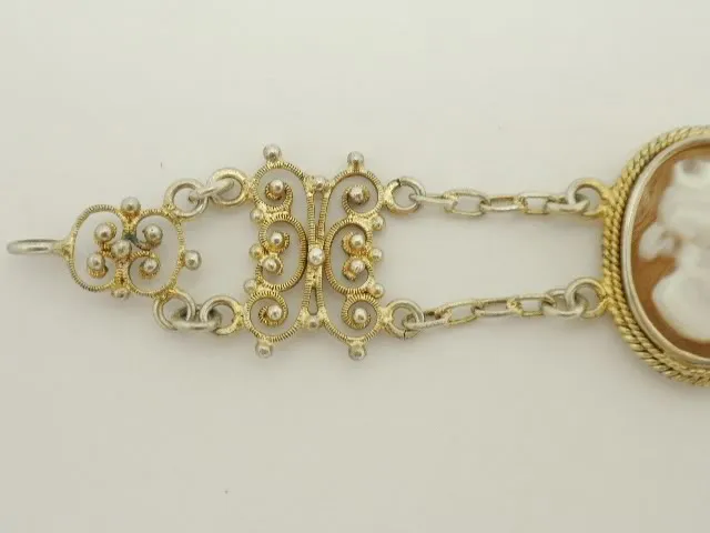 Antique Cameo Sterling Silver Bracelet